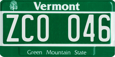 VT license plate ZCO046