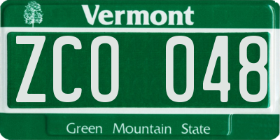 VT license plate ZCO048