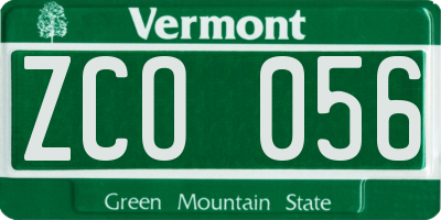 VT license plate ZCO056
