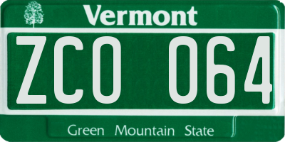 VT license plate ZCO064