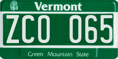 VT license plate ZCO065