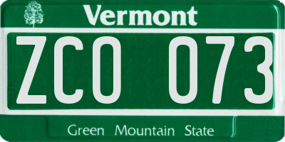 VT license plate ZCO073