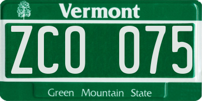 VT license plate ZCO075