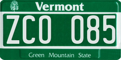 VT license plate ZCO085