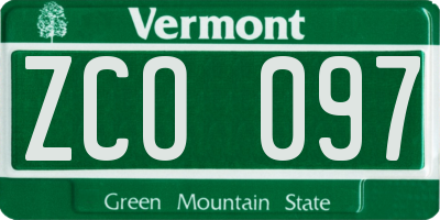 VT license plate ZCO097