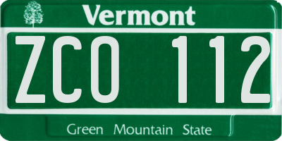 VT license plate ZCO112