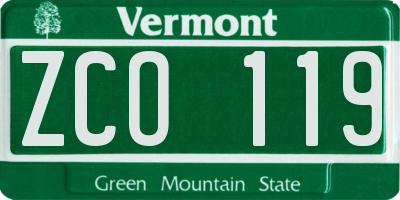 VT license plate ZCO119