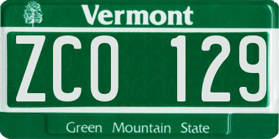 VT license plate ZCO129