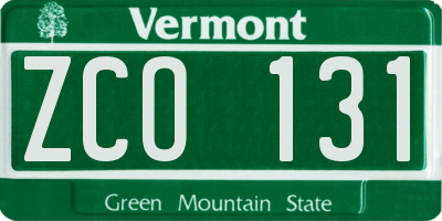 VT license plate ZCO131