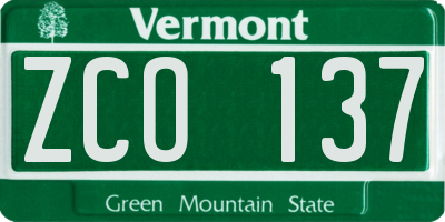 VT license plate ZCO137