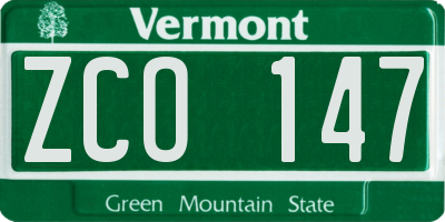 VT license plate ZCO147
