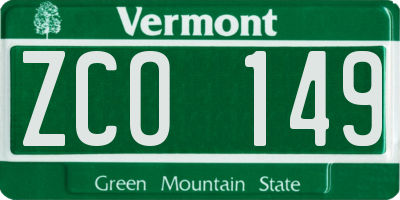 VT license plate ZCO149