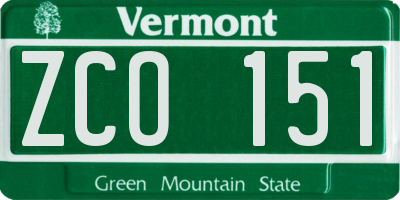 VT license plate ZCO151