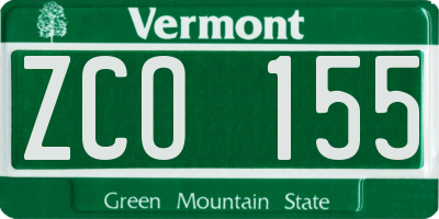 VT license plate ZCO155
