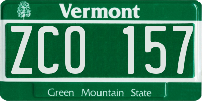 VT license plate ZCO157