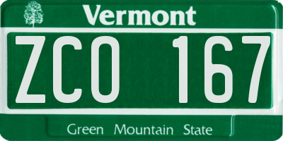 VT license plate ZCO167