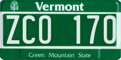 VT license plate ZCO170