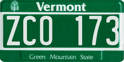 VT license plate ZCO173
