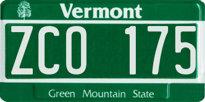 VT license plate ZCO175
