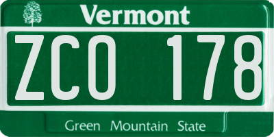 VT license plate ZCO178
