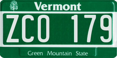 VT license plate ZCO179