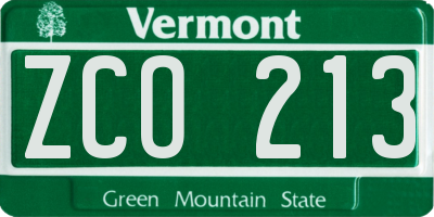 VT license plate ZCO213