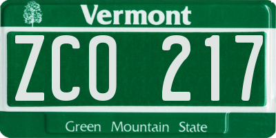 VT license plate ZCO217