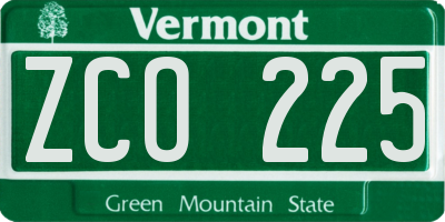 VT license plate ZCO225