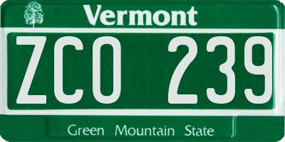 VT license plate ZCO239