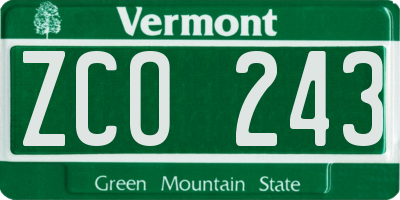 VT license plate ZCO243