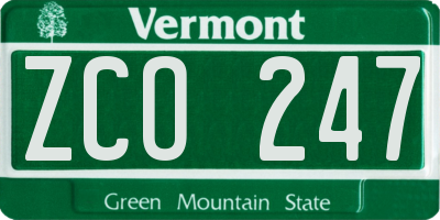 VT license plate ZCO247