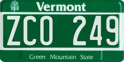 VT license plate ZCO249