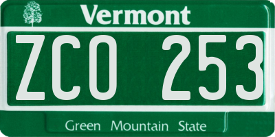 VT license plate ZCO253