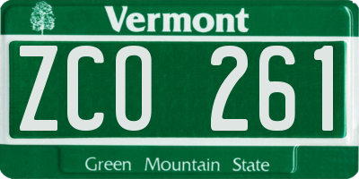 VT license plate ZCO261