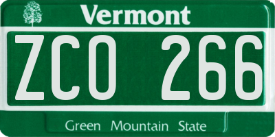 VT license plate ZCO266