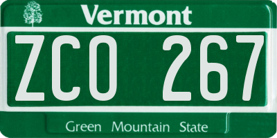 VT license plate ZCO267