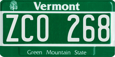 VT license plate ZCO268