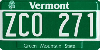 VT license plate ZCO271