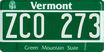 VT license plate ZCO273