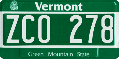 VT license plate ZCO278