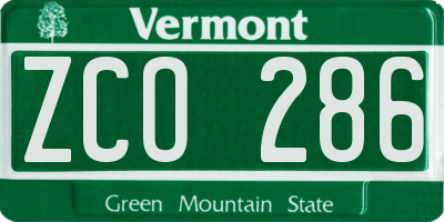 VT license plate ZCO286