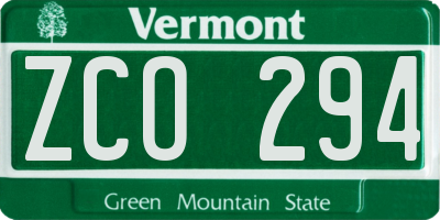 VT license plate ZCO294
