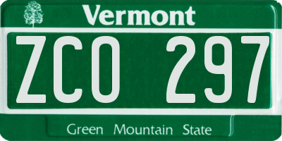 VT license plate ZCO297