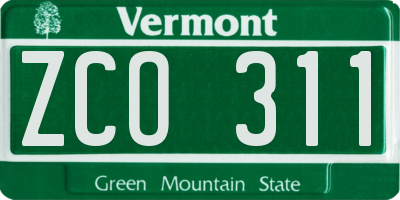 VT license plate ZCO311