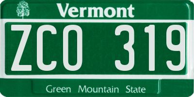 VT license plate ZCO319