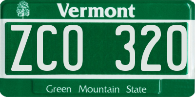 VT license plate ZCO320
