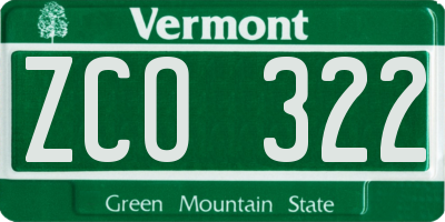 VT license plate ZCO322