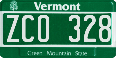 VT license plate ZCO328