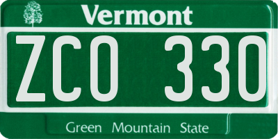 VT license plate ZCO330