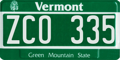 VT license plate ZCO335